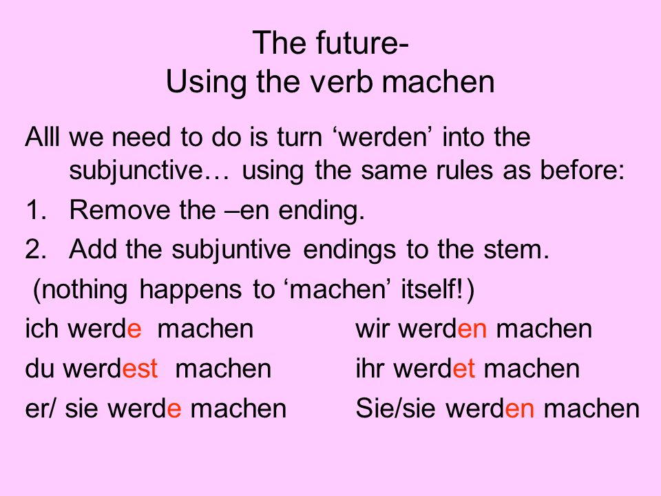 The future- Using the verb machen