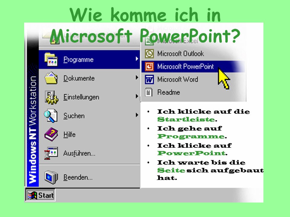 Wie komme ich in Microsoft PowerPoint