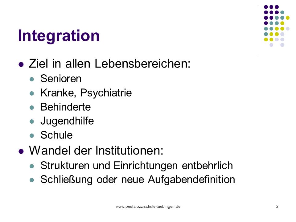 Integration Ziel in allen Lebensbereichen: Wandel der Institutionen: