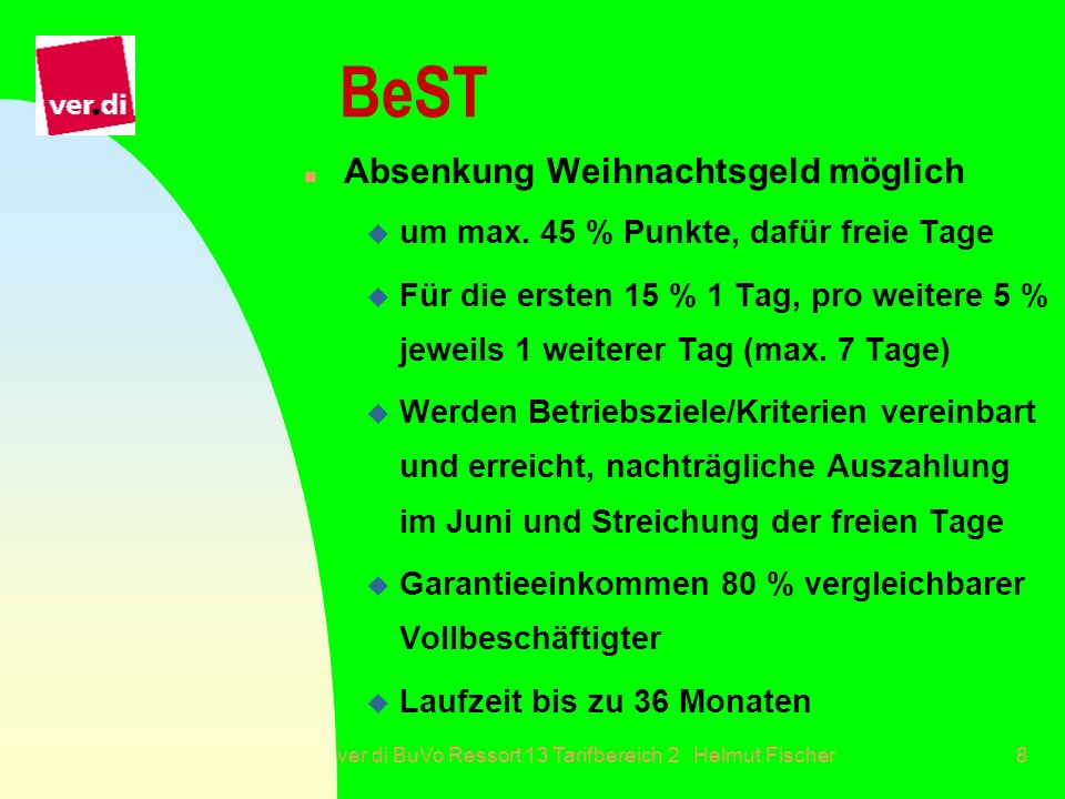 ver.di BuVo Ressort 13 Tarifbereich 2 Helmut Fischer