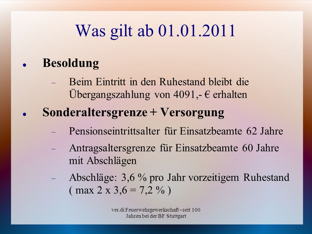 ver.di Feuerwehrgewerkschaft - seit 100 Jahren bei der BF Stuttgart