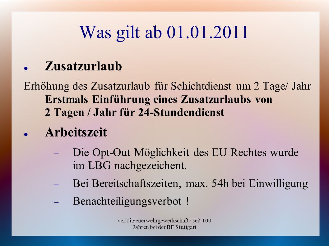 ver.di Feuerwehrgewerkschaft - seit 100 Jahren bei der BF Stuttgart