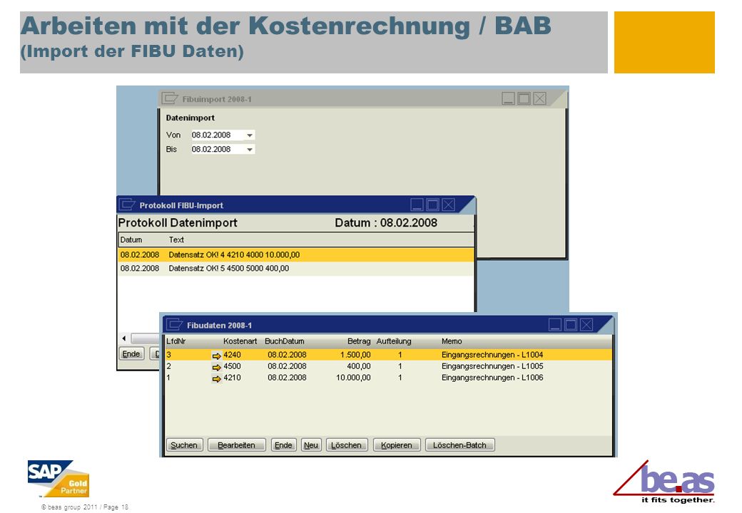 Arbeiten mit der Kostenrechnung / BAB (Import der FIBU Daten)