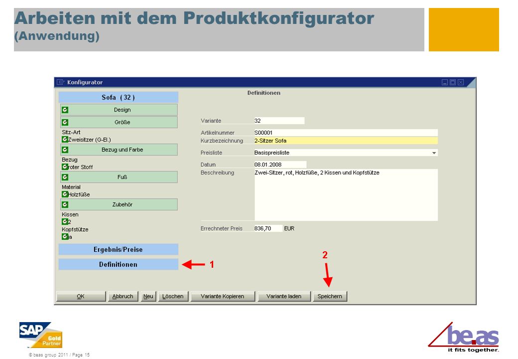 Arbeiten mit dem Produktkonfigurator (Anwendung)