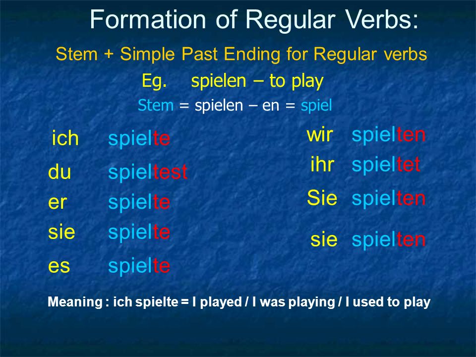 Formation of Regular Verbs: