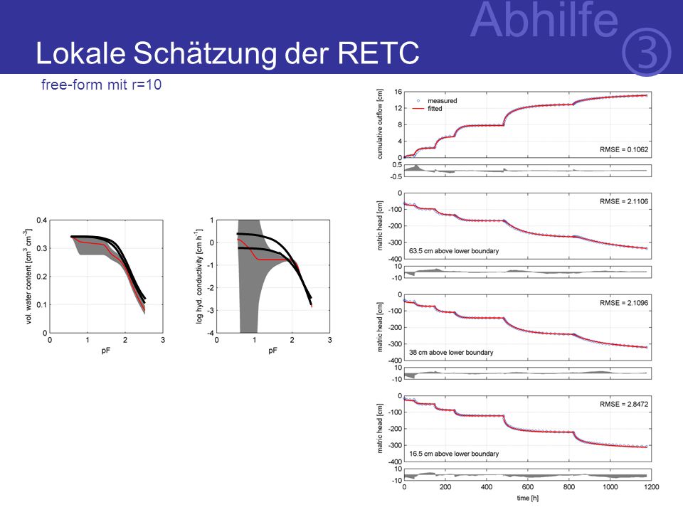 Abhilfe  Der Begriff Lokale Schätzung der RETC free-form mit r=10
