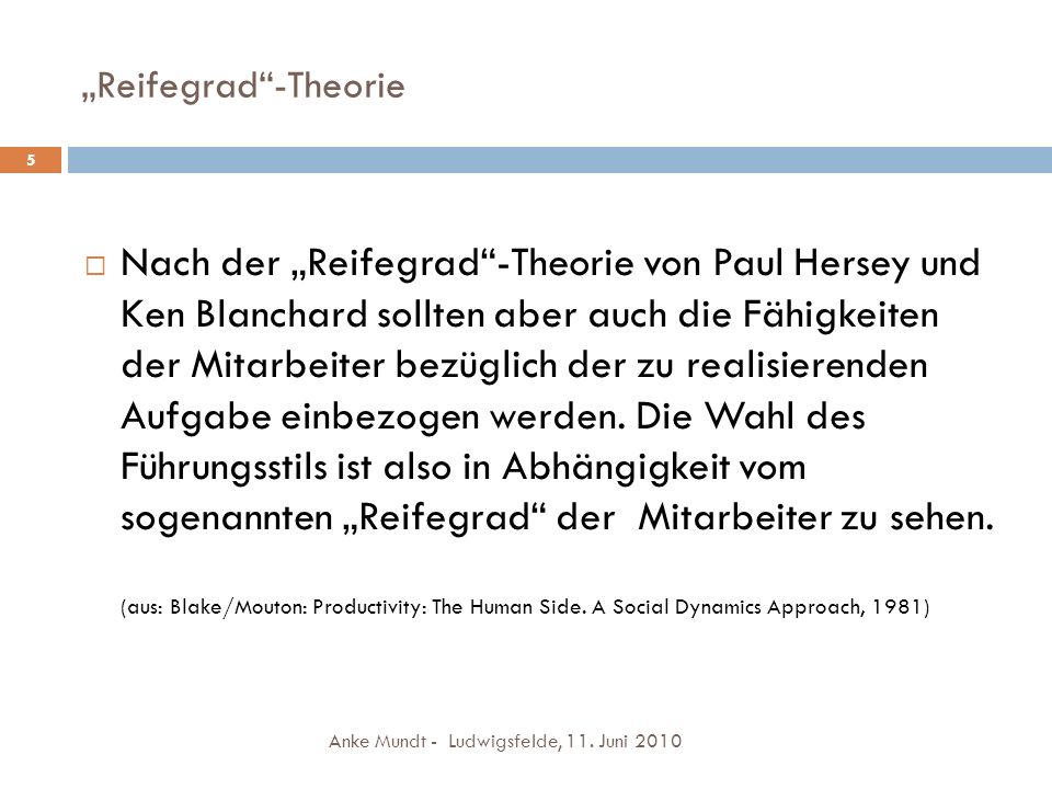 „Reifegrad -Theorie 5.