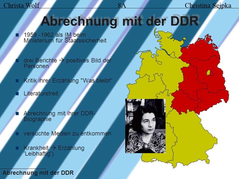Abrechnung mit der DDR als IM beim Ministerium für Staatssicherheit. drei Berichte  positives Bild der Personen.