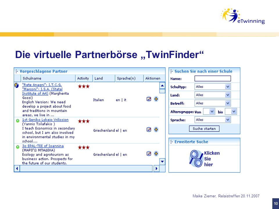 Die virtuelle Partnerbörse „TwinFinder