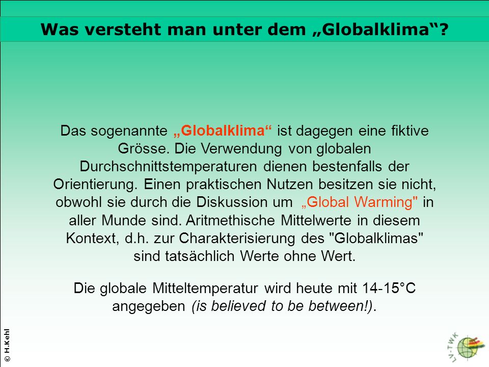 Was versteht man unter dem „Globalklima