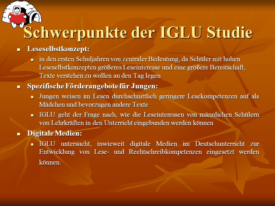 Schwerpunkte der IGLU Studie