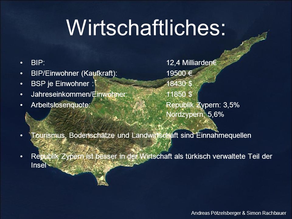 Wirtschaftliches: Nordzypern: 5,6% BIP: 12,4 Milliarden€