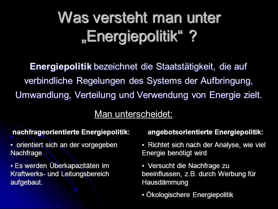 Was versteht man unter „Energiepolitik