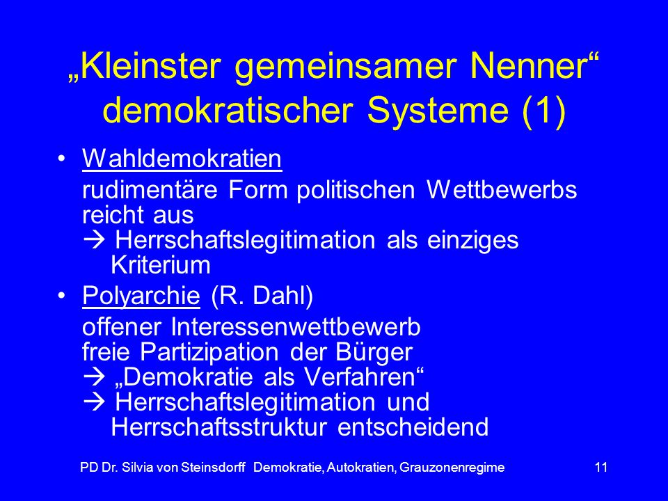 „Kleinster gemeinsamer Nenner demokratischer Systeme (1)
