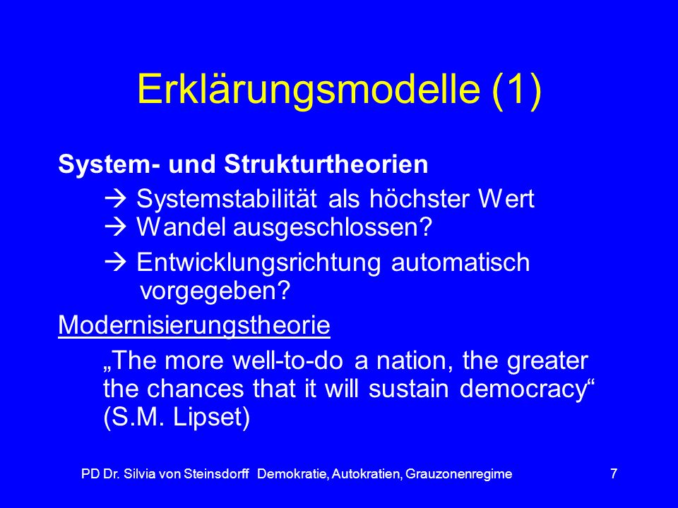 PD Dr. Silvia von Steinsdorff Demokratie, Autokratien, Grauzonenregime