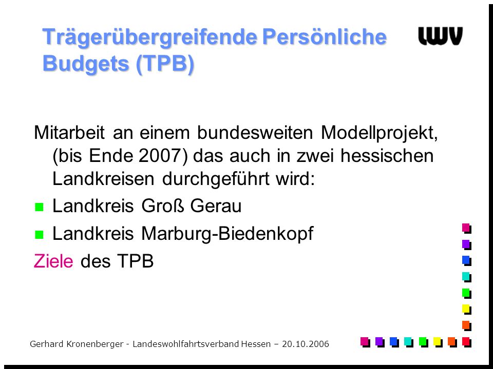 Trägerübergreifende Persönliche Budgets (TPB)