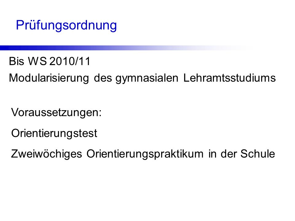 Prüfungsordnung Bis WS 2010/11
