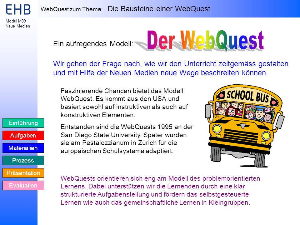 Der WebQuest Ein aufregendes Modell: