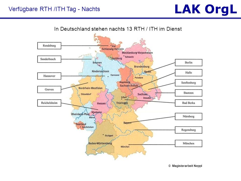 In Deutschland stehen nachts 13 RTH / ITH im Dienst