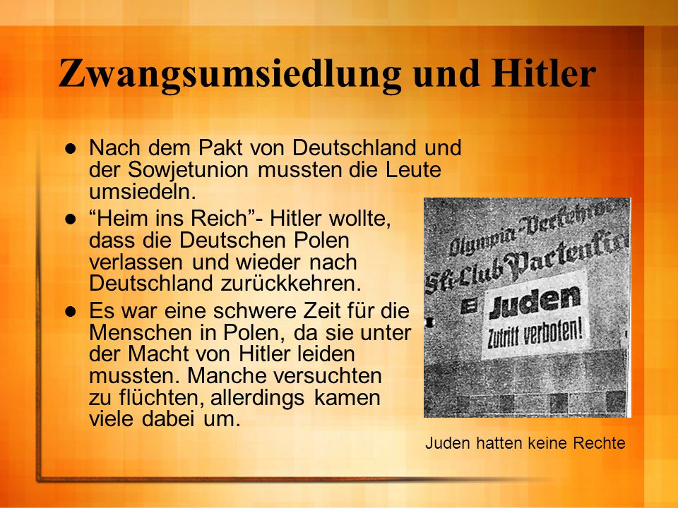 Zwangsumsiedlung und Hitler