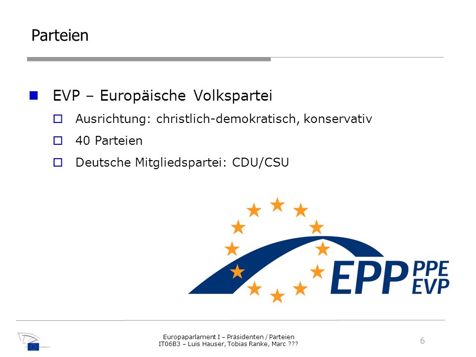 Parteien EVP – Europäische Volkspartei