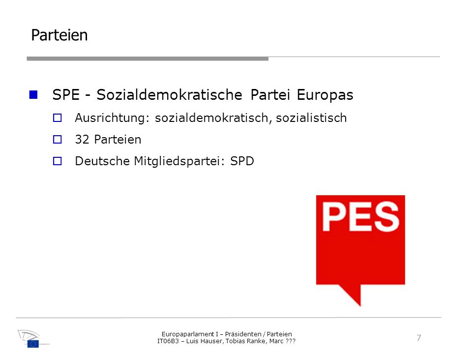 Parteien SPE - Sozialdemokratische Partei Europas