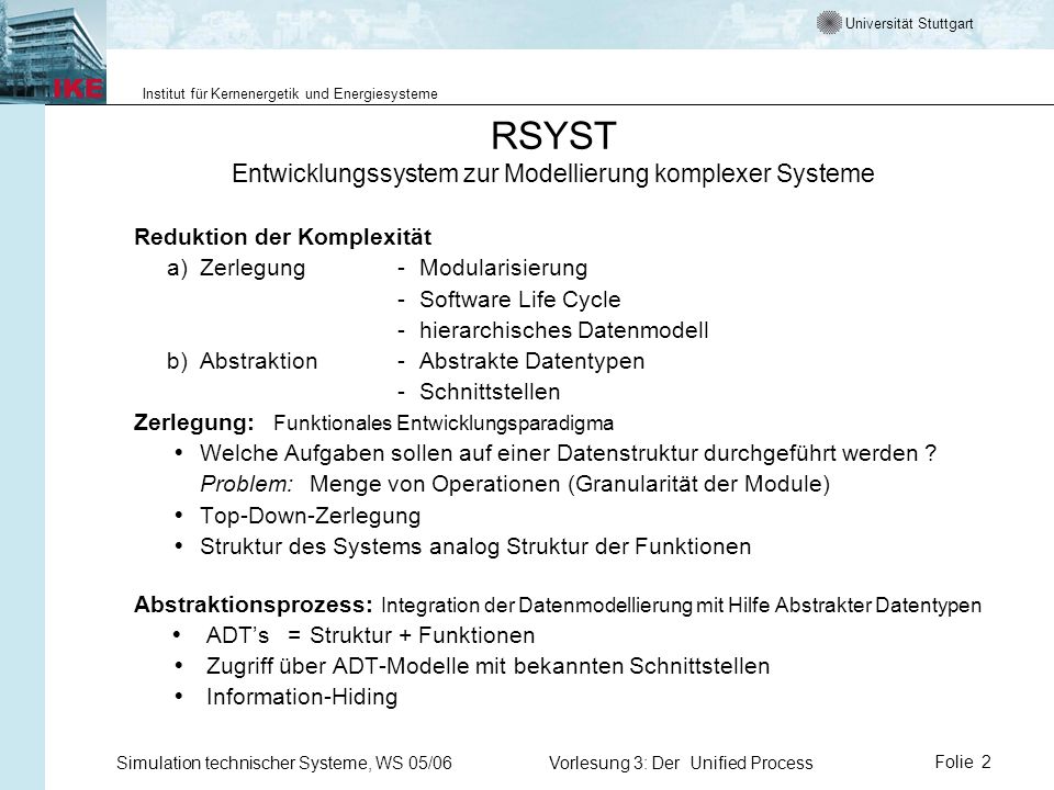 RSYST Entwicklungssystem zur Modellierung komplexer Systeme