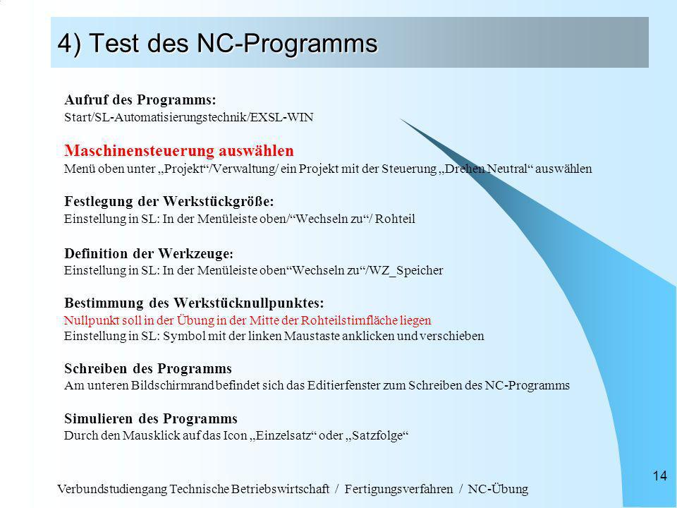 4) Test des NC-Programms