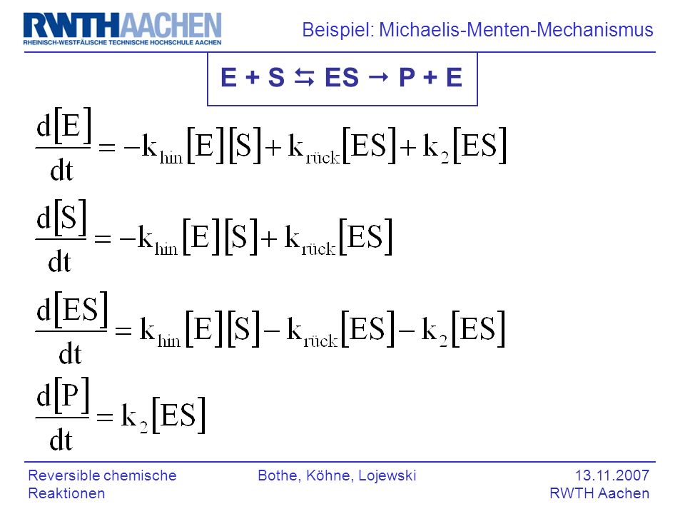 Beispiel: Michaelis-Menten-Mechanismus