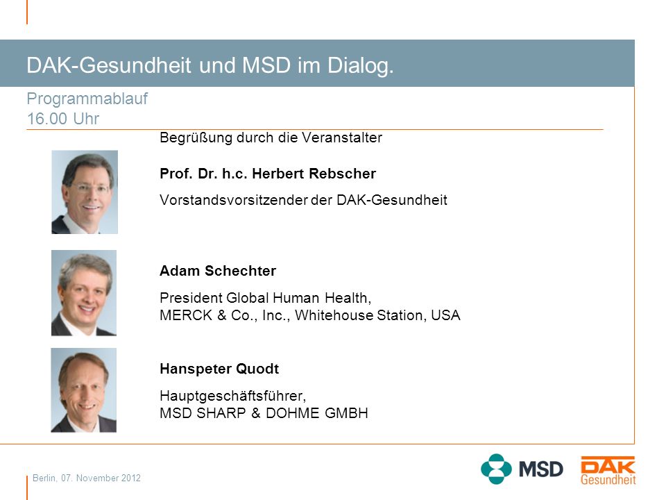 DAK-Gesundheit und MSD im Dialog.