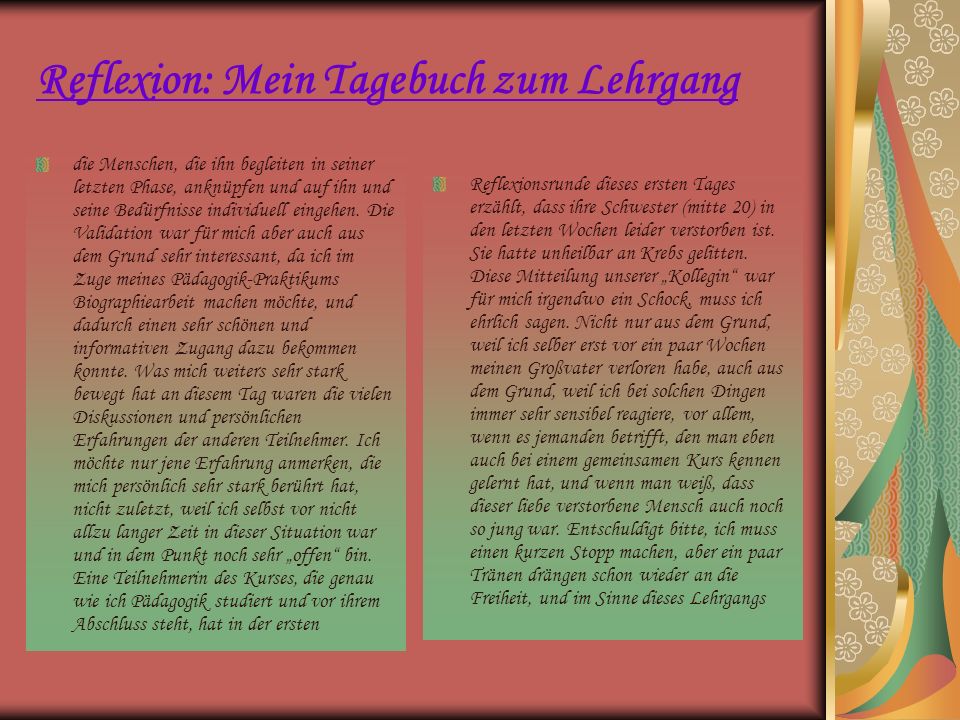 Reflexion: Mein Tagebuch zum Lehrgang