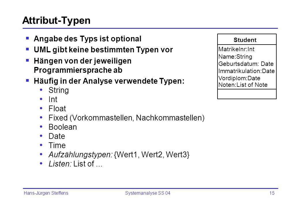 Attribut-Typen Angabe des Typs ist optional
