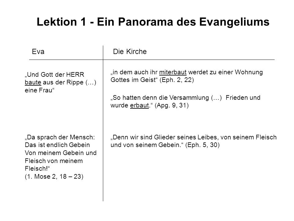 Lektion 1 - Ein Panorama des Evangeliums