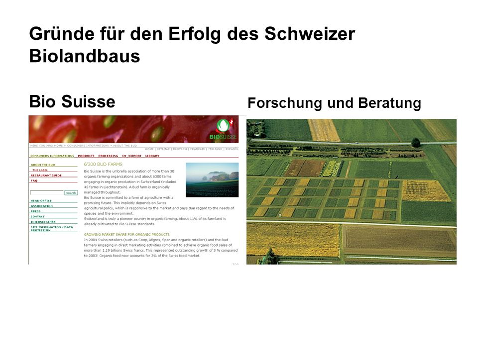 Gründe für den Erfolg des Schweizer Biolandbaus