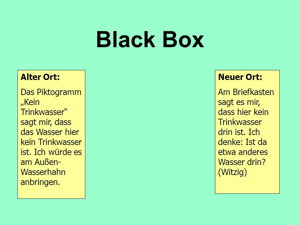 Black Box Alter Ort:
