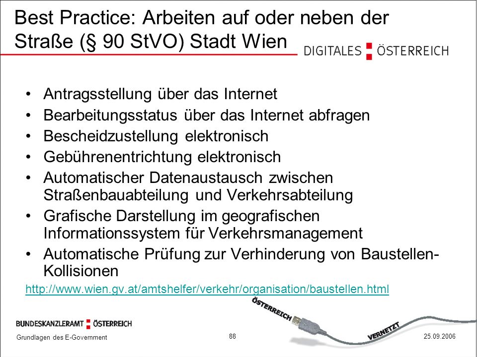 Best Practice: Arbeiten auf oder neben der Straße (§ 90 StVO) Stadt Wien