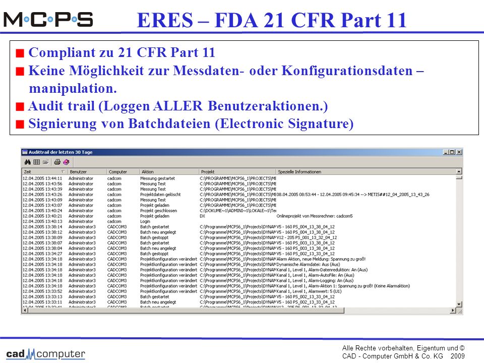 ERES – FDA 21 CFR Part 11 Compliant zu 21 CFR Part 11