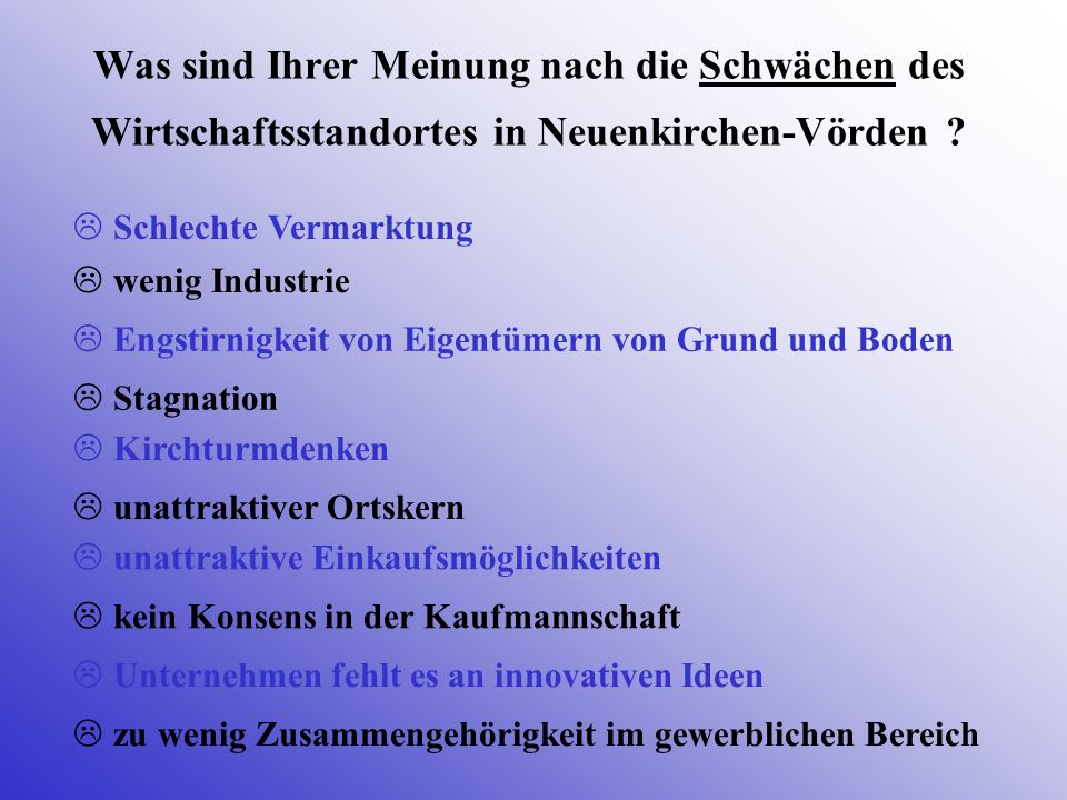 Was sind Ihrer Meinung nach die Schwächen des Wirtschaftsstandortes in Neuenkirchen-Vörden