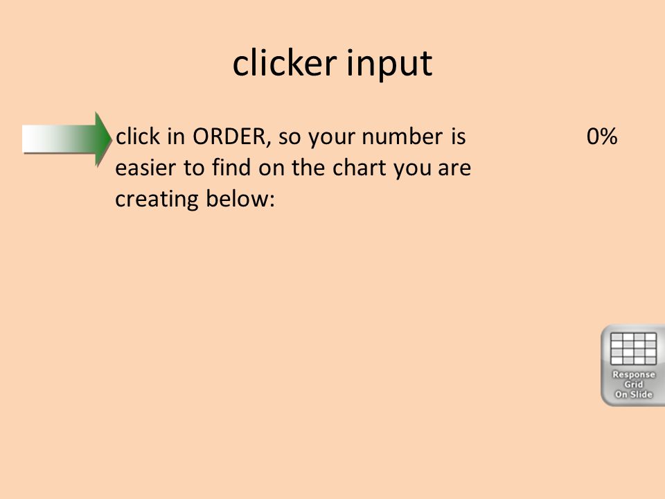 clicker input 1. click in ORDER, so your number is easier to find on the chart you are creating below: