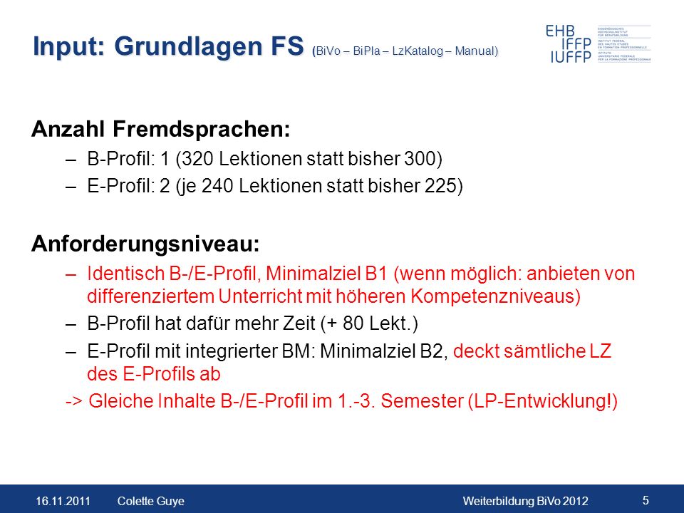 Input: Grundlagen FS (BiVo – BiPla – LzKatalog – Manual)