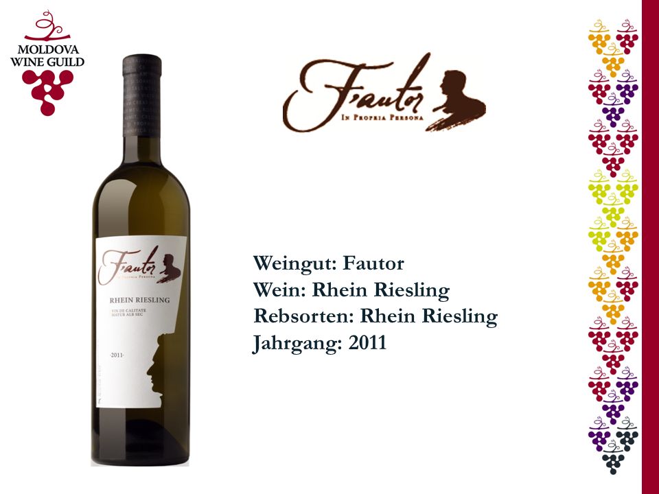 Weingut: Fautor Wein: Rhein Riesling Rebsorten: Rhein Riesling Jahrgang: 2011