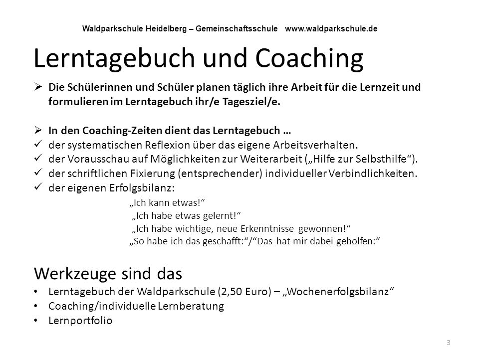 Lerntagebuch und Coaching