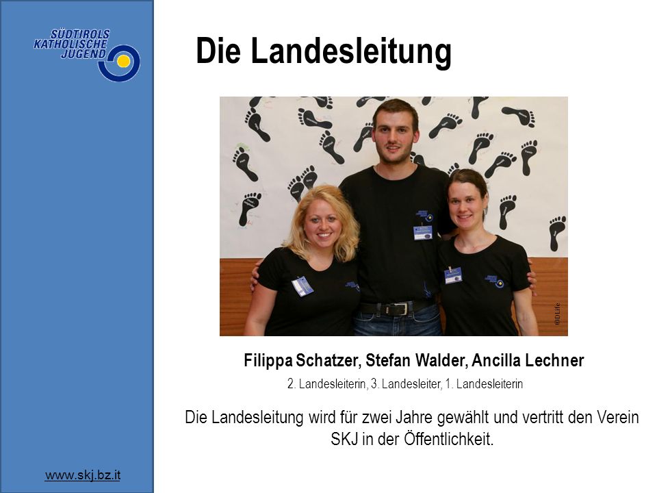 Die Landesleitung ©DLife. Filippa Schatzer, Stefan Walder, Ancilla Lechner. 2. Landesleiterin, 3. Landesleiter, 1. Landesleiterin.