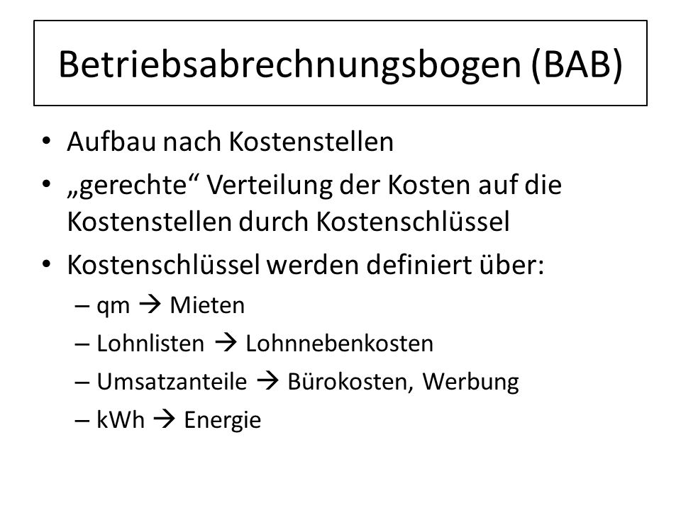 Betriebsabrechnungsbogen (BAB)