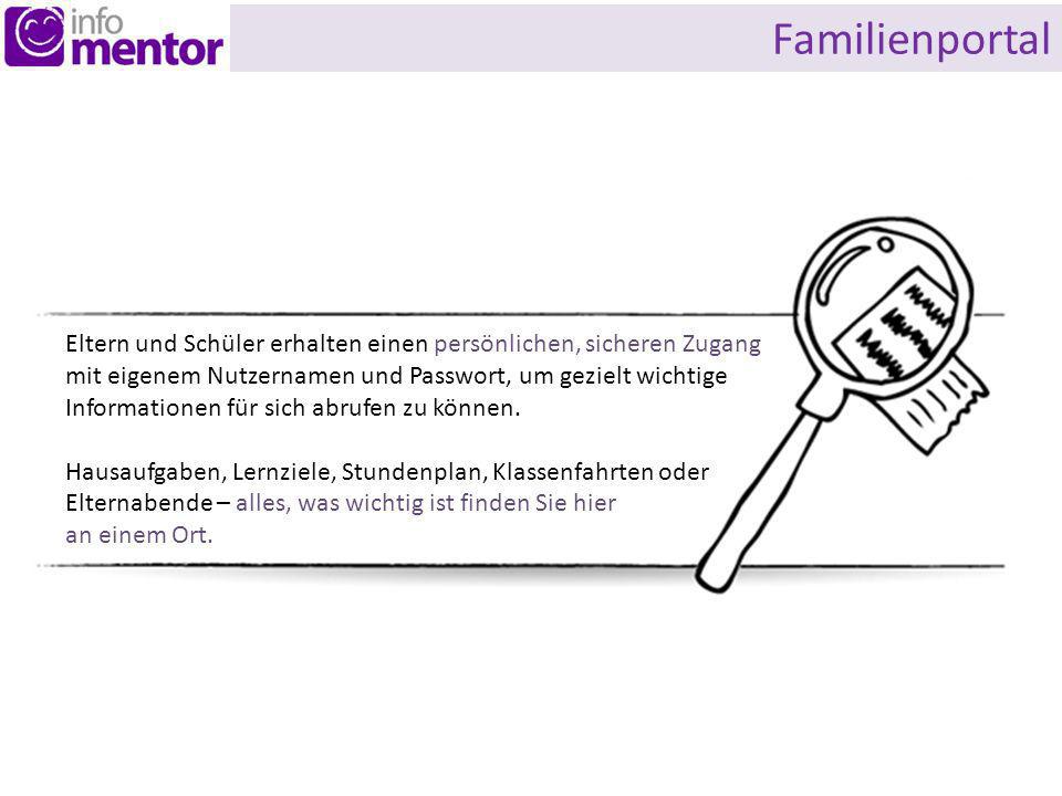 Familienportal Eltern und Schüler erhalten einen persönlichen, sicheren Zugang.