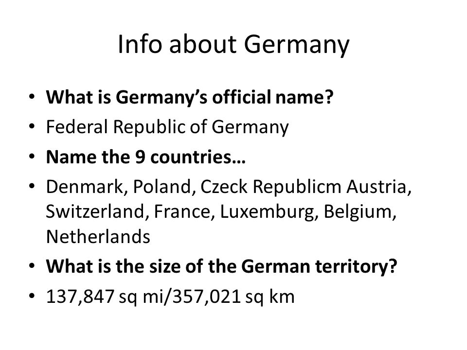 Info about Germany What is Germany’s official name