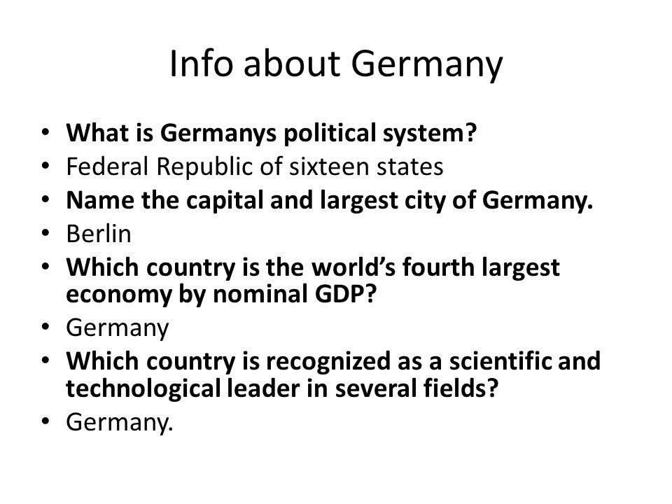 Info about Germany What is Germanys political system