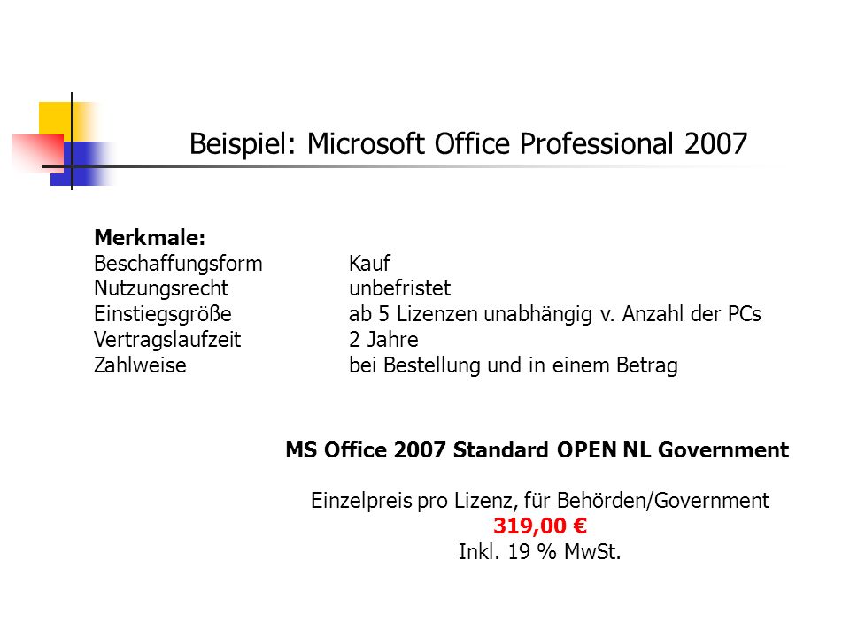 Beispiel: Microsoft Office Professional 2007