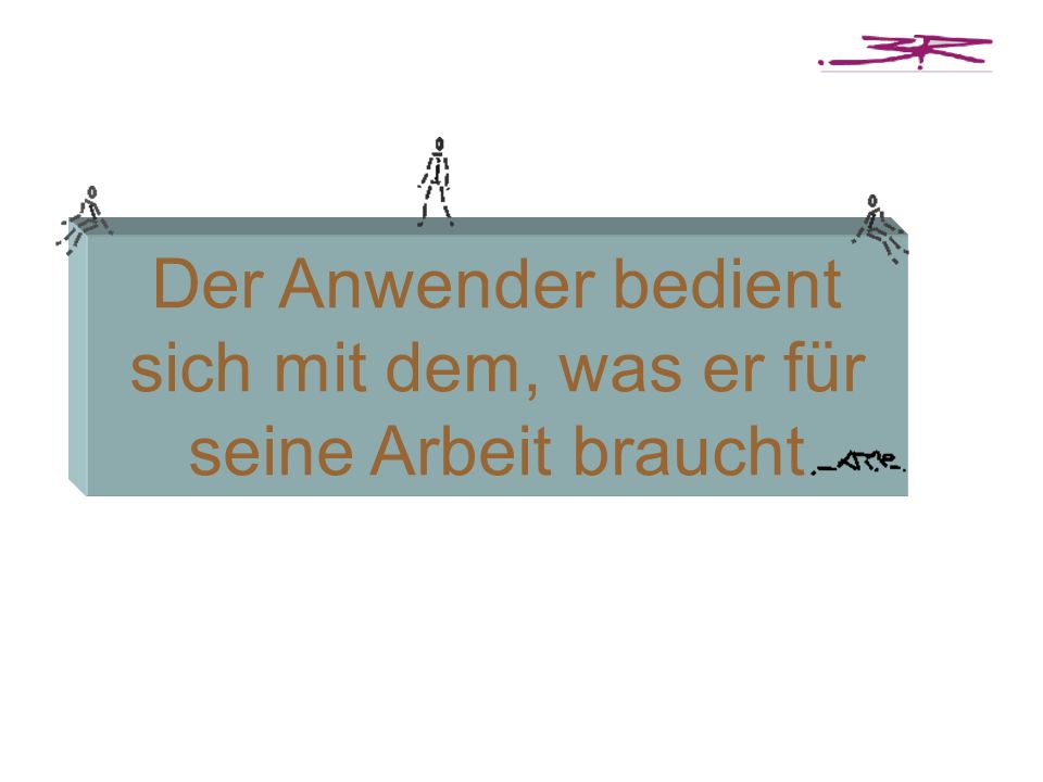 Der Anwender bedient sich mit dem, was er für seine Arbeit braucht