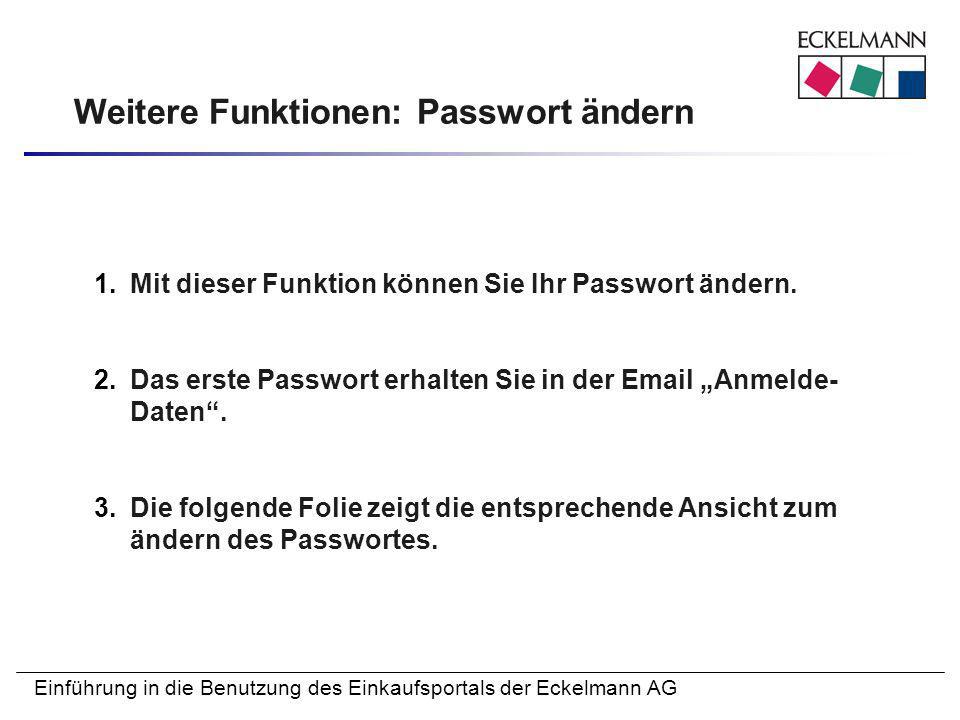Weitere Funktionen: Passwort ändern